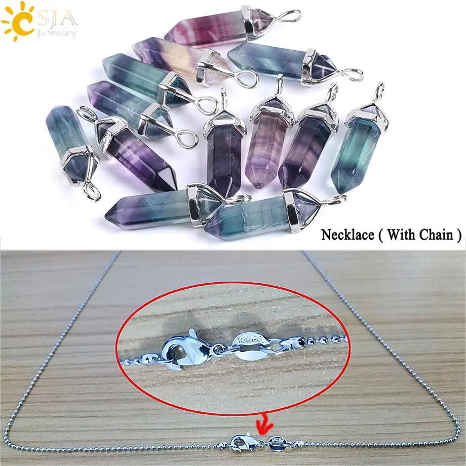 Natural Fluorite Crystal Hexagonal Necklace