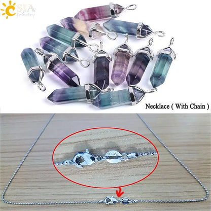 Natural Fluorite Crystal Hexagonal Necklace