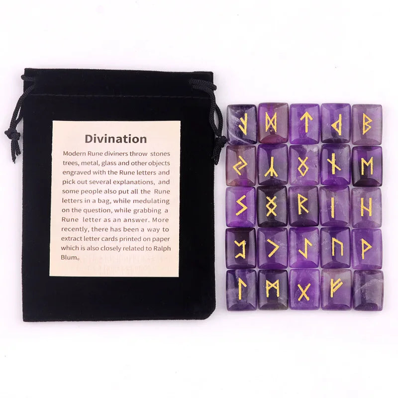 25-Piece Natural Stone Norse Rune Set