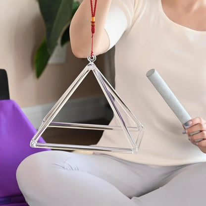 Transparent Quartz Singing Crystal Pyramid
