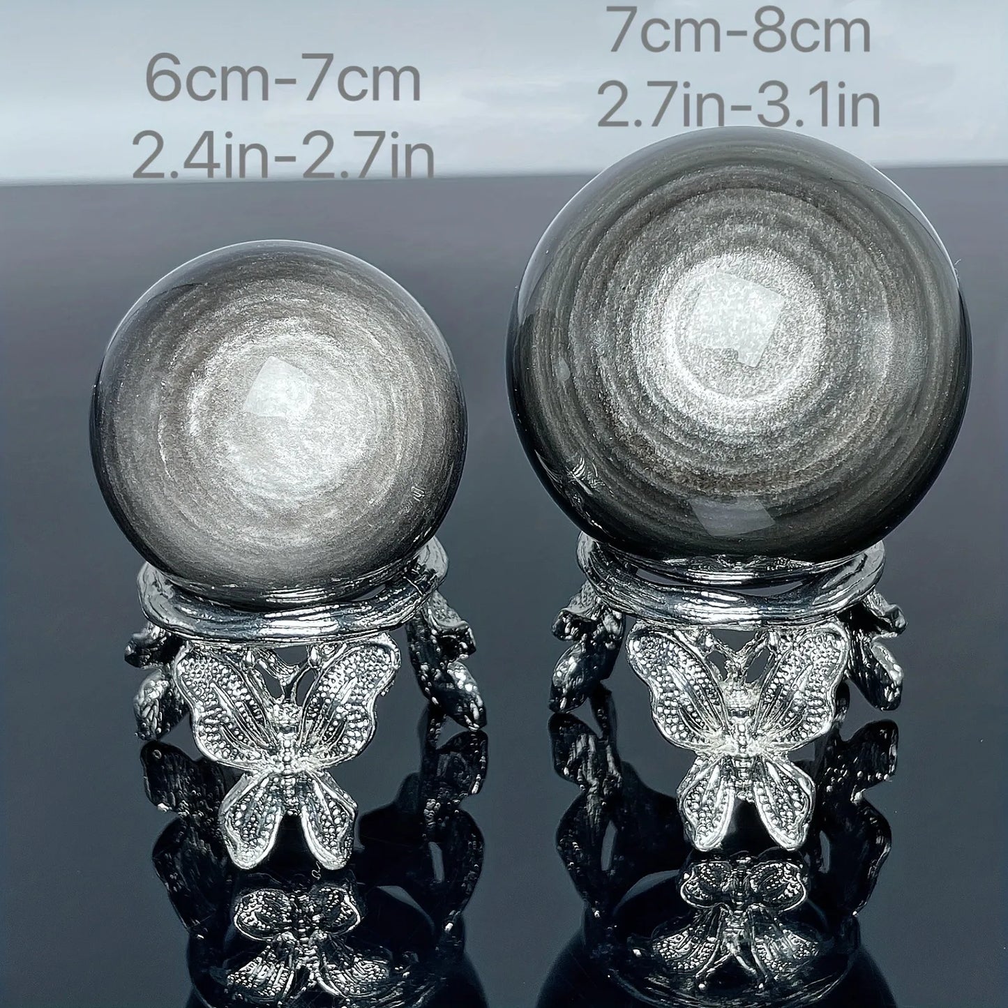 Natural Silver Sheen Obsidian Crystal Ball