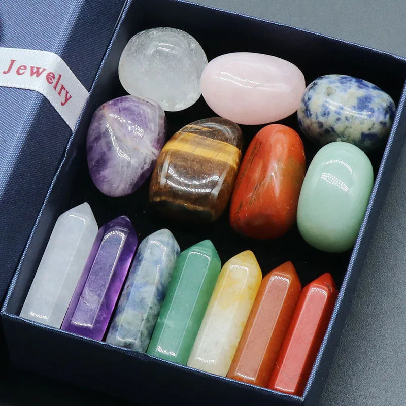 7 Chakras Reiki Stones Mineral Collection with Pendant Necklace
