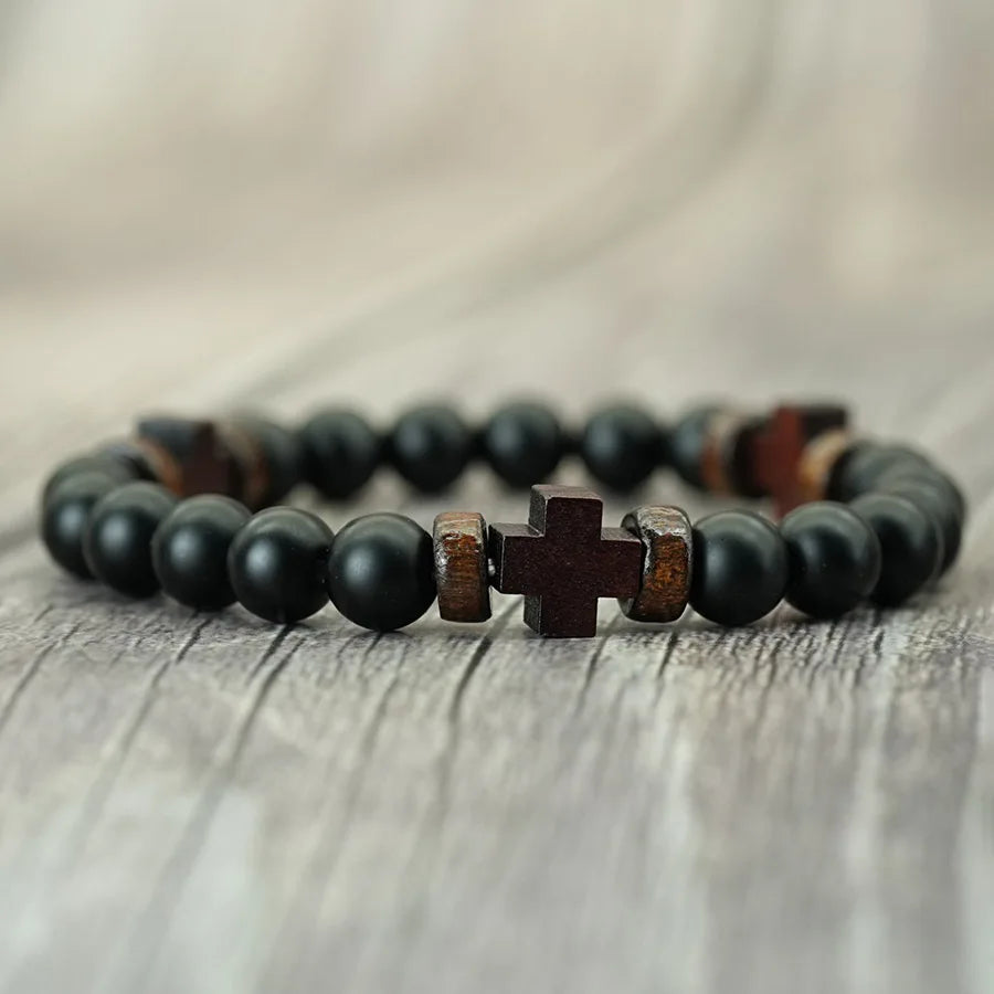 Natural Stone Prayer Rosary-Style Faith Bracelet
