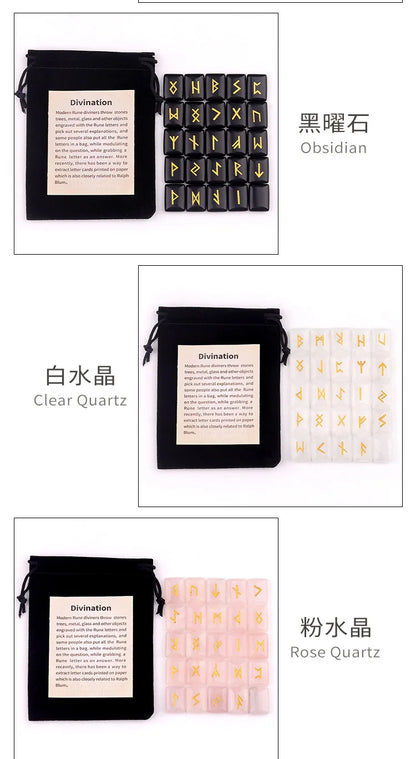 25-Piece Natural Stone Norse Rune Set