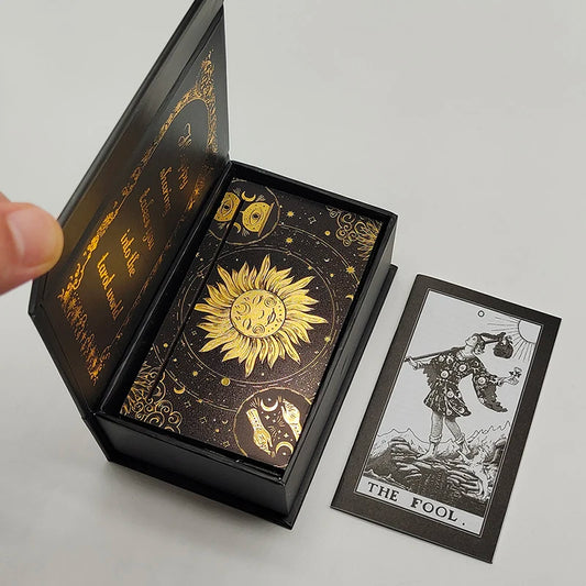 Luxe Finish Divinative Gold Foil Tarot Deck with Wooden Card Stand