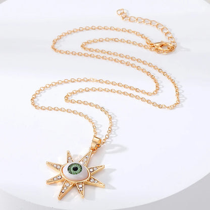 Zircon Turkish Evil Eye Moon Star Clavicle Chain