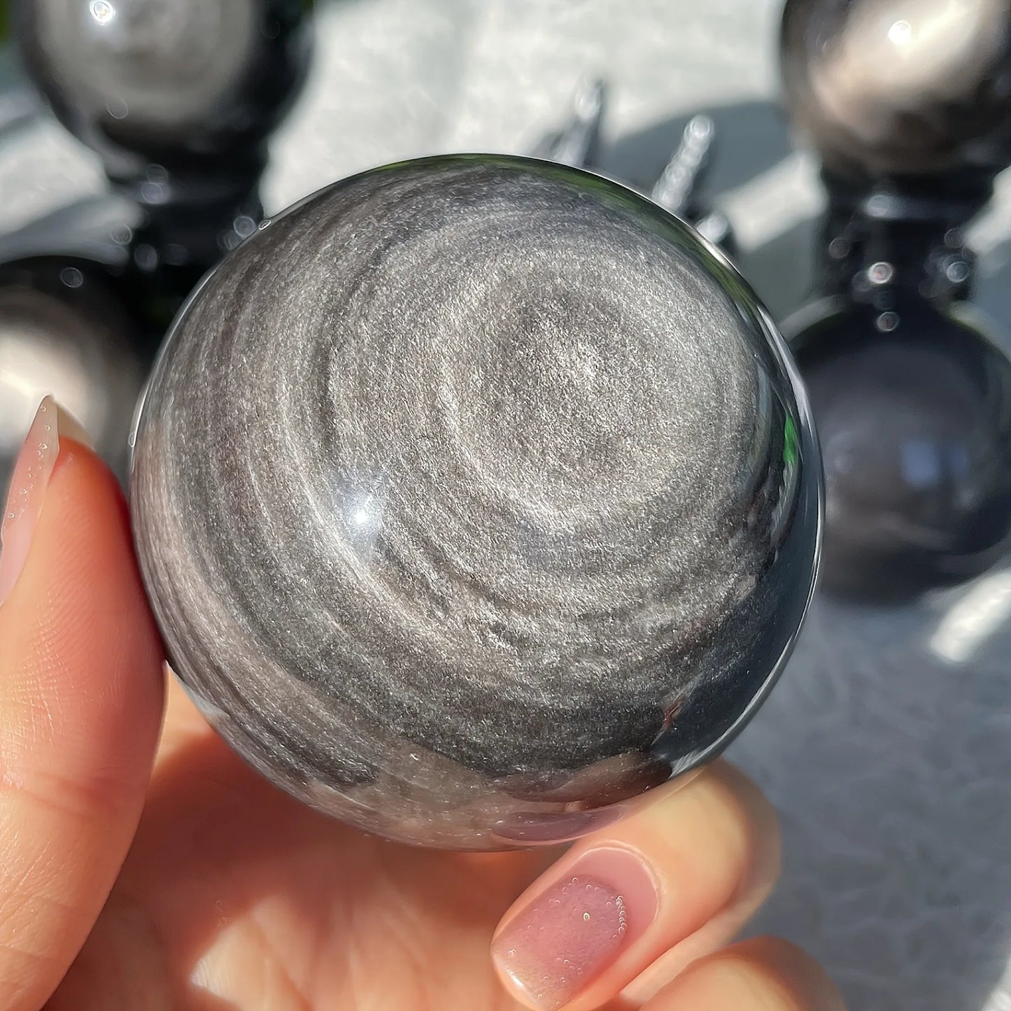 Natural Silver Sheen Obsidian Crystal Ball