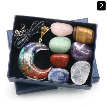 7 Chakras Reiki Stones Mineral Collection with Pendant Necklace