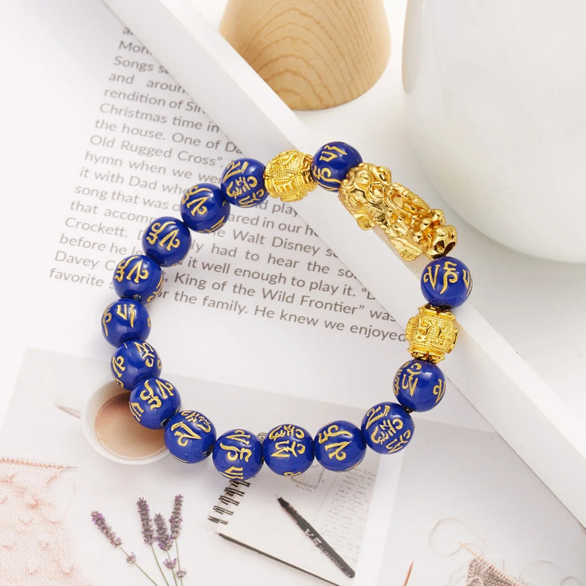 Gold-Color Pixiu Black Obsidian Feng Shui Wealth Bracelet