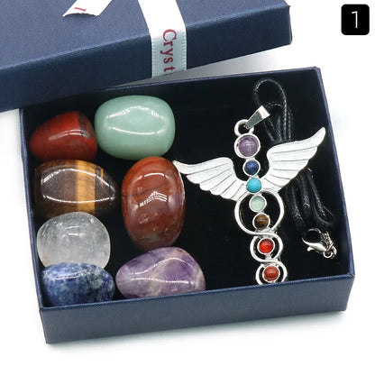7 Chakras Reiki Stones Mineral Collection with Pendant Necklace