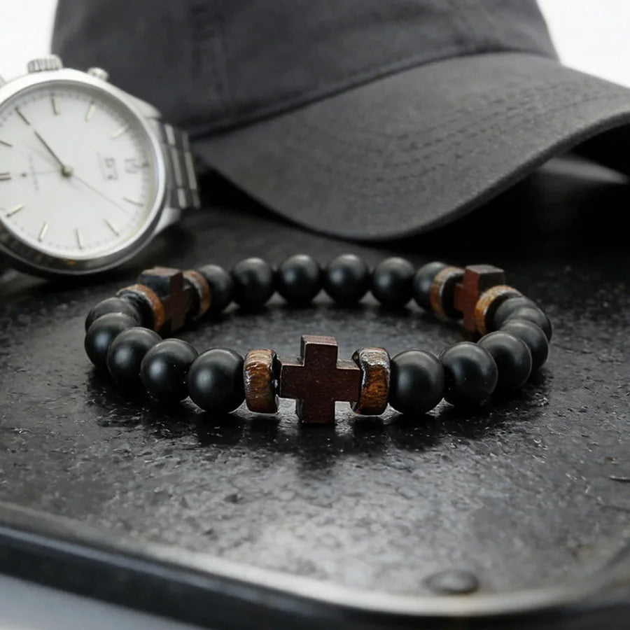 Natural Stone Prayer Rosary-Style Faith Bracelet