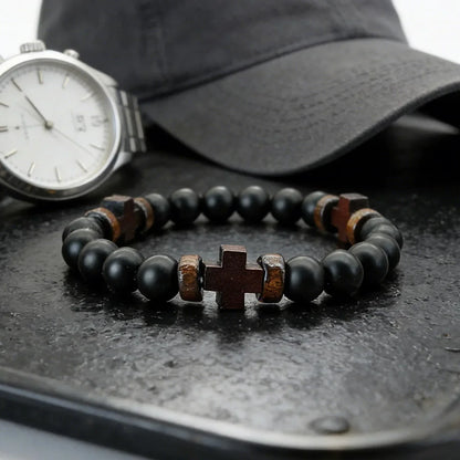 Natural Stone Prayer Rosary-Style Faith Bracelet