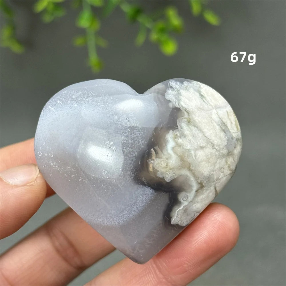 Natural Cherry Agate Heart-Shaped Crystal