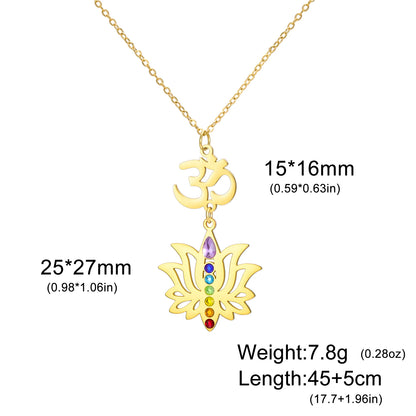 Gold-Plated 7 Chakra Lotus Flower Necklace