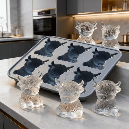2-Piece Mini Highland Cow 3D Silicone Ice Mold Set