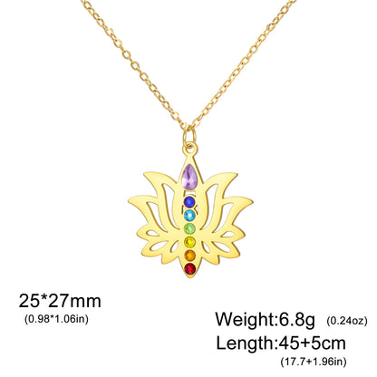 Gold-Plated 7 Chakra Lotus Flower Necklace