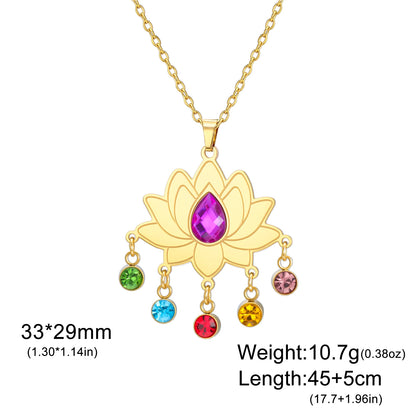 Gold-Plated 7 Chakra Lotus Flower Necklace