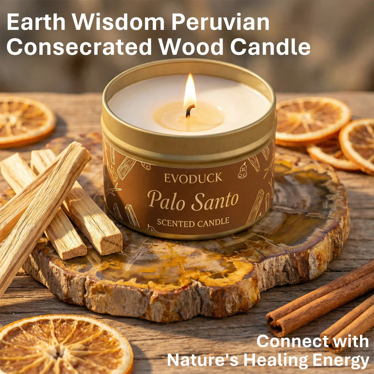 Premium Palo Santo Scented Crystal Energy Candle