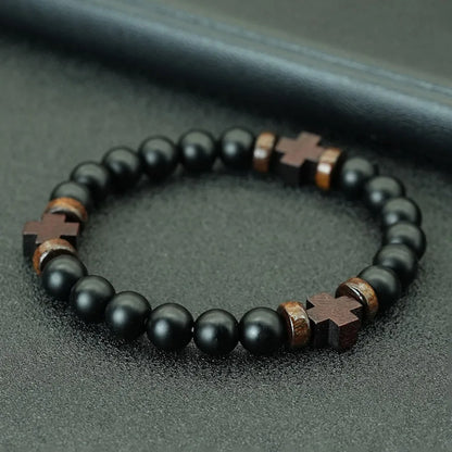 Natural Stone Prayer Rosary-Style Faith Bracelet