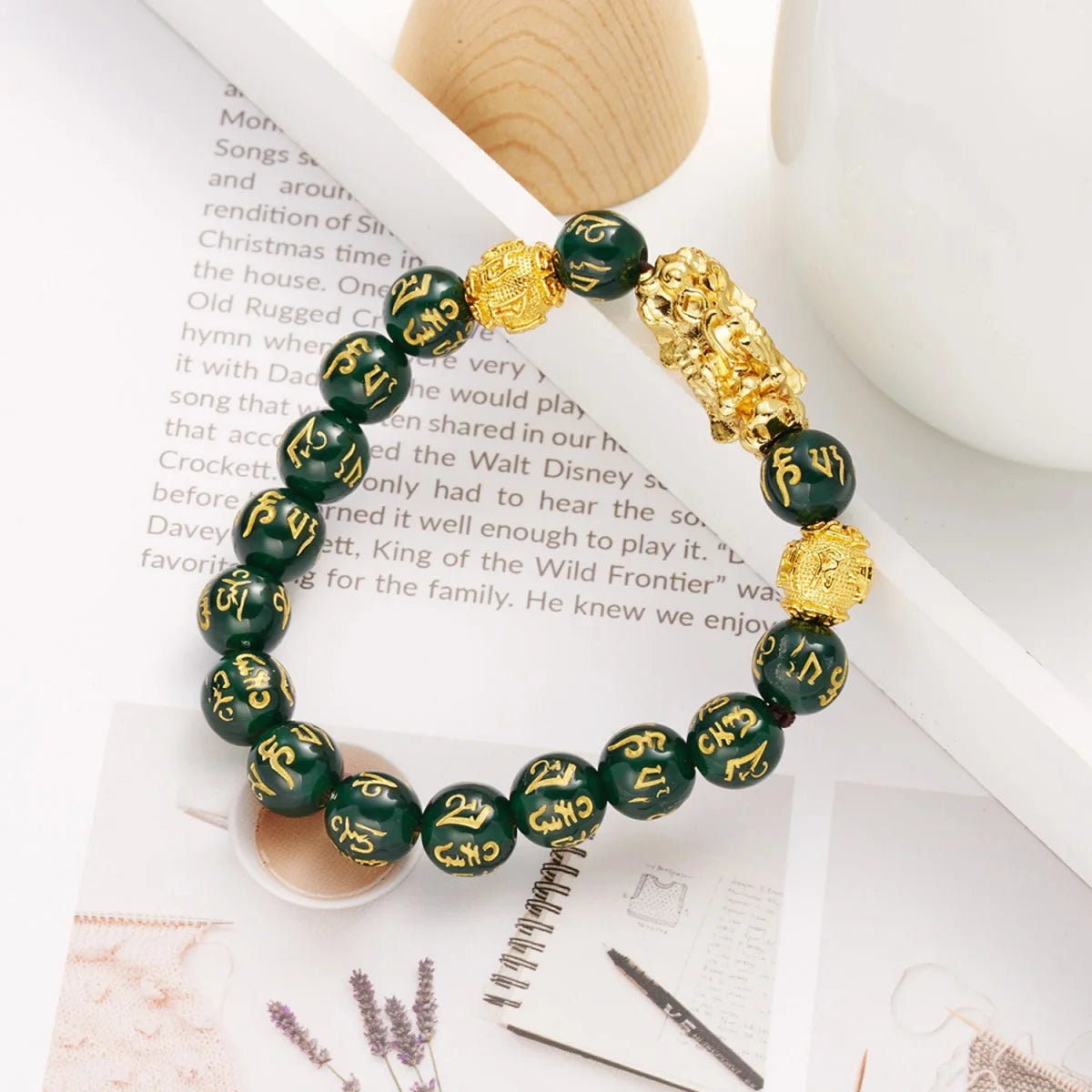 Gold-Color Pixiu Black Obsidian Feng Shui Wealth Bracelet
