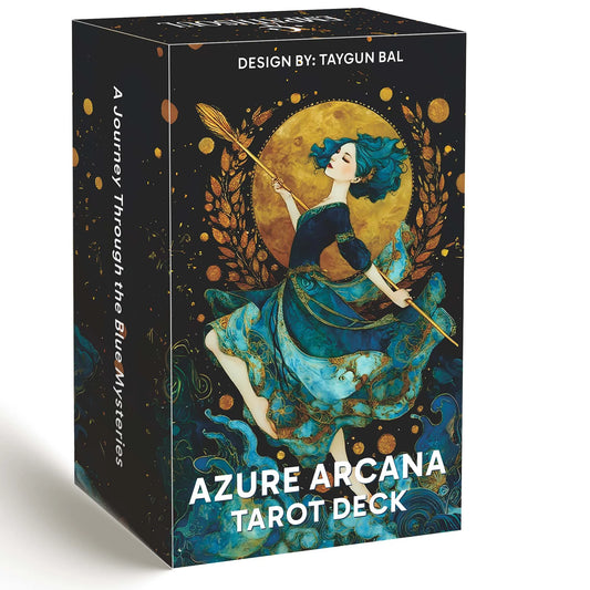 Azure Arcana Tarot Deck with Guidebook (78-Card English Set)