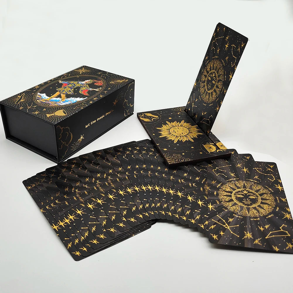 Luxe Finish Divinative Gold Foil Tarot Deck with Wooden Card Stand