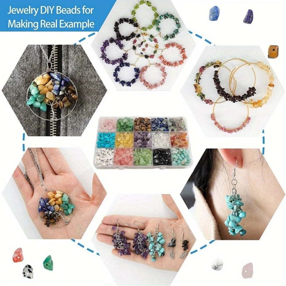 450-Piece DIY Natural Crushed Stone Jewelry Making Craft Set