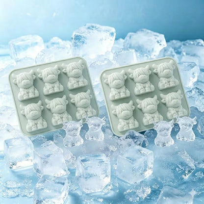 2-Piece Mini Highland Cow 3D Silicone Ice Mold Set