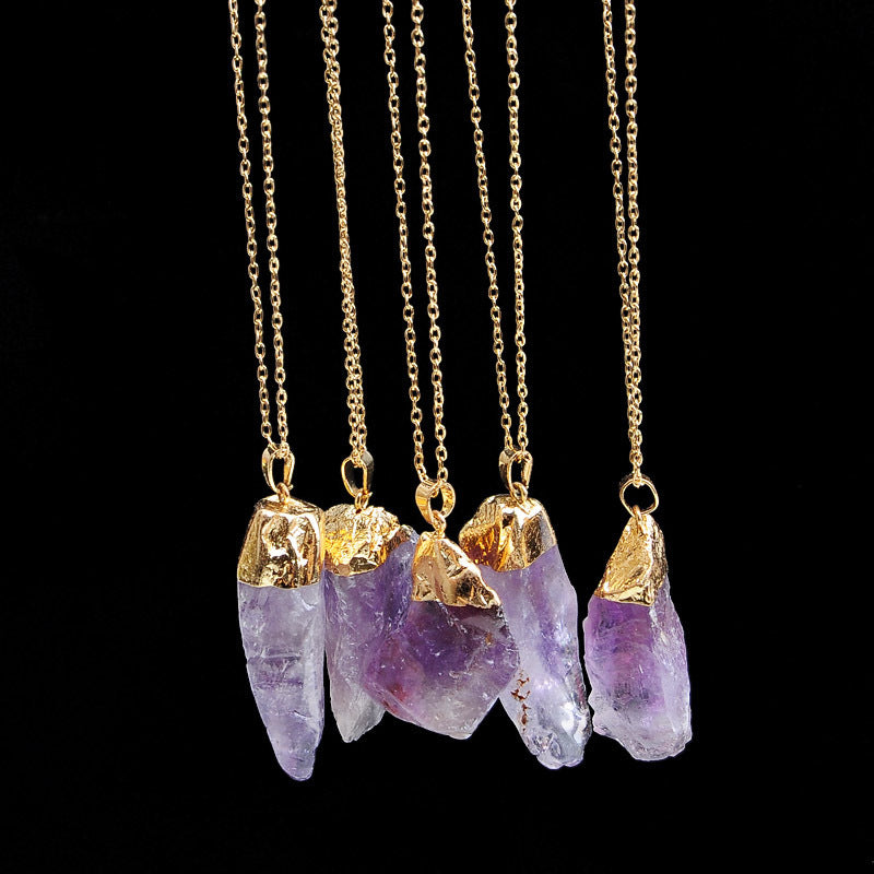 Irregular Amethyst and Citrine Gemstone Necklaces