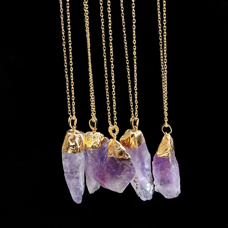Irregular Amethyst and Citrine Gemstone Necklaces