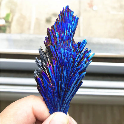 Natural Black Tourmaline Peacock Feather Electroplated Crystal