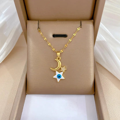 New Trendy Boho Evil Eye Stainless Steel Necklace Collection