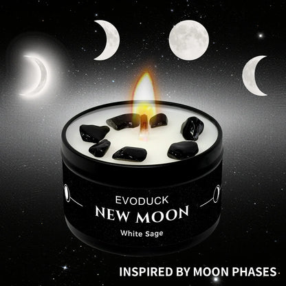 1pc New Moon Scented Candle with Black Crystal Chips
