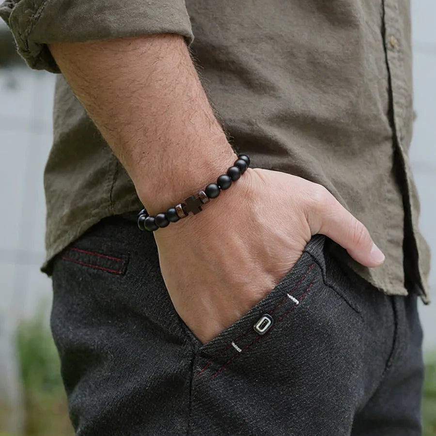 Natural Stone Prayer Rosary-Style Faith Bracelet