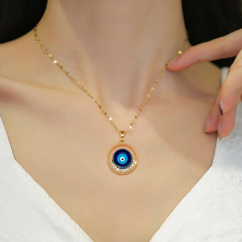 New Trendy Boho Evil Eye Stainless Steel Necklace Collection