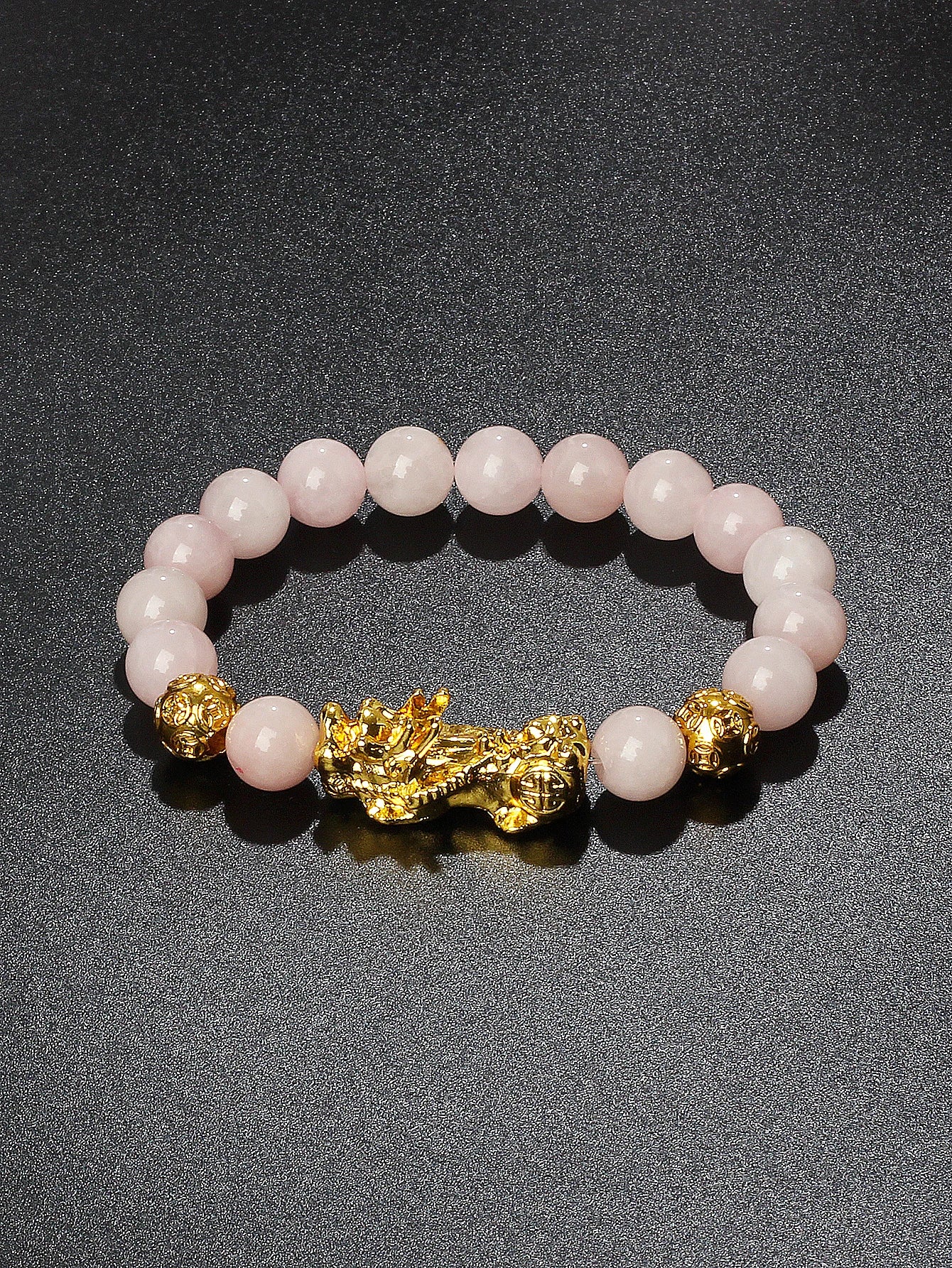 10mm Gold Pixiu Black Obsidian Dragon Mantra Bracelet