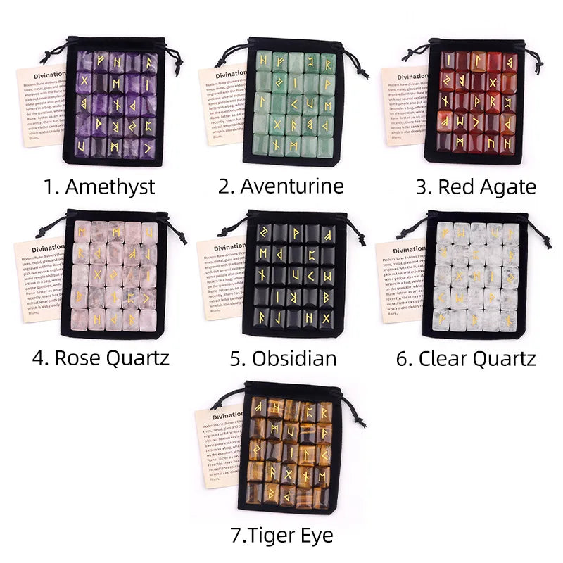 25-Piece Natural Stone Norse Rune Set