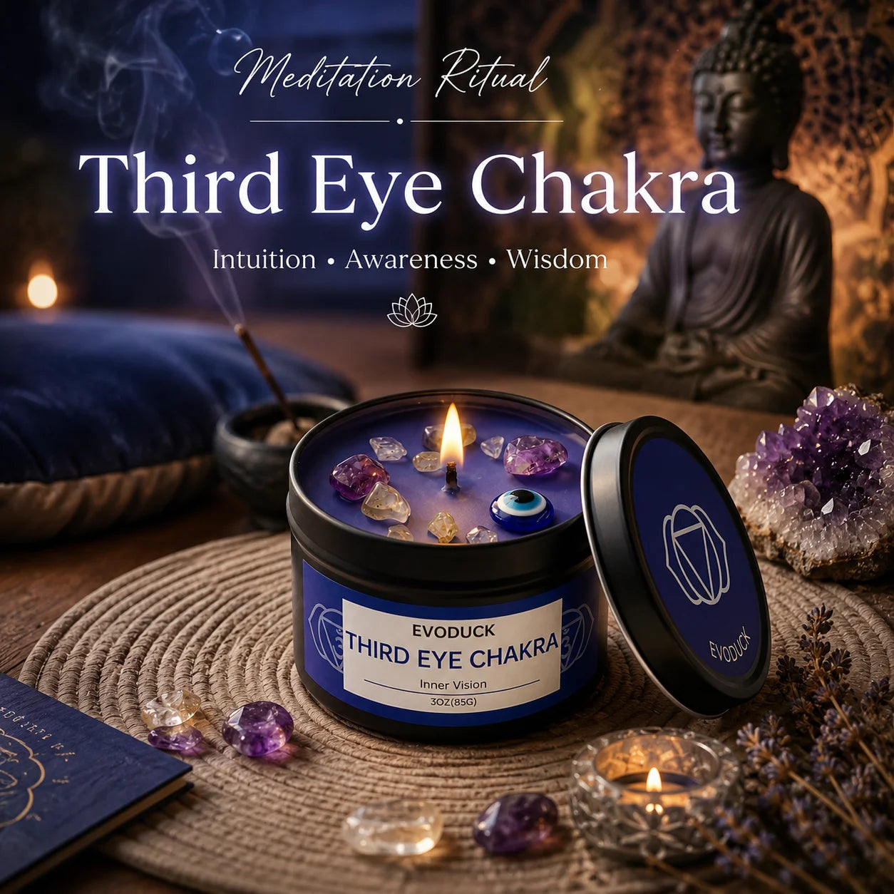 Sage & Frankincense Third Eye Chakra Crystal Scented Candle