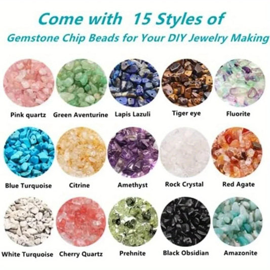 450-Piece DIY Natural Crushed Stone Jewelry Making Craft Set