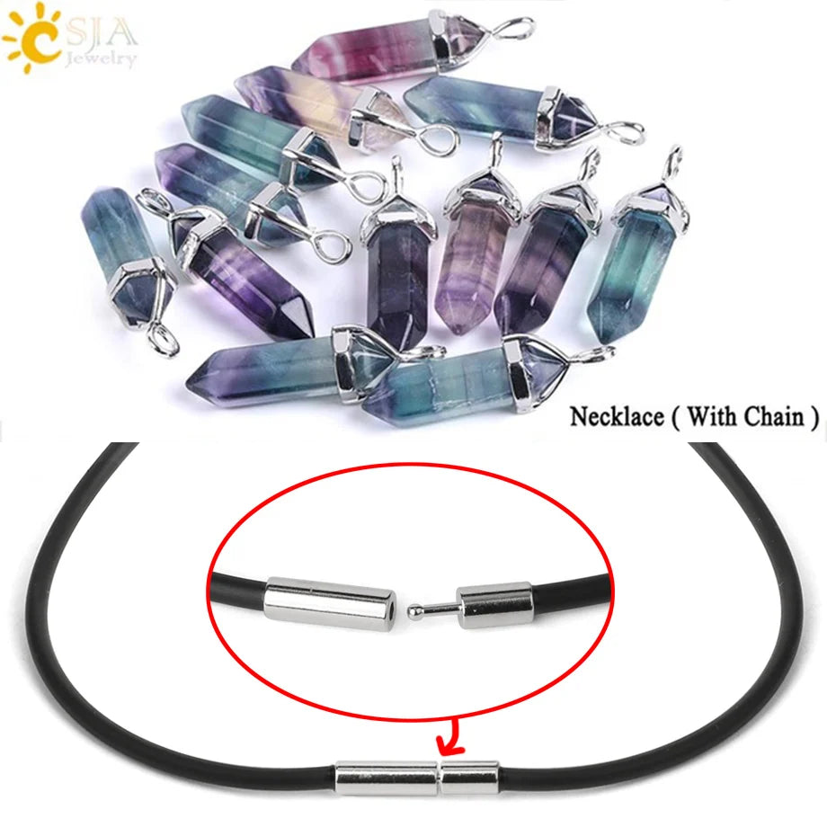 Natural Fluorite Crystal Hexagonal Necklace