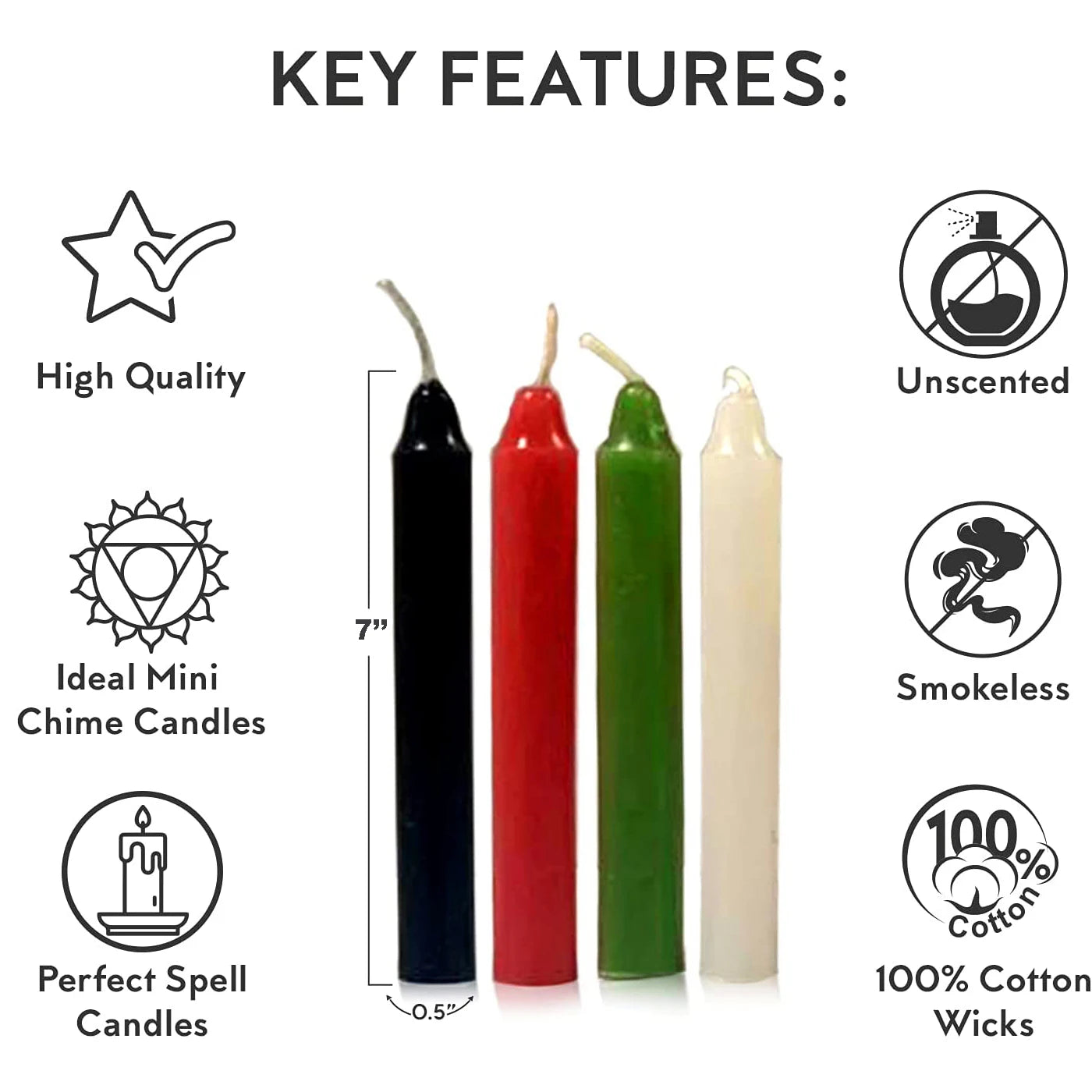 10-Piece Colored Witch Spell and Chime Candle Set
