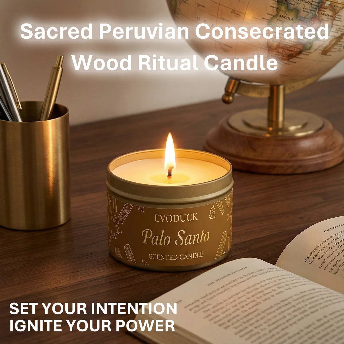 Premium Palo Santo Scented Crystal Energy Candle