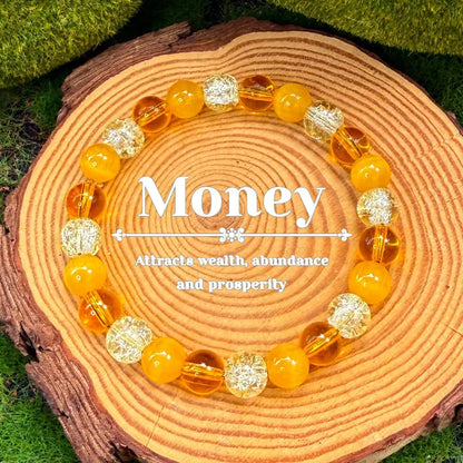 Handmade Natural Tiger's Eye and Yellow Agate Boho Bracelet