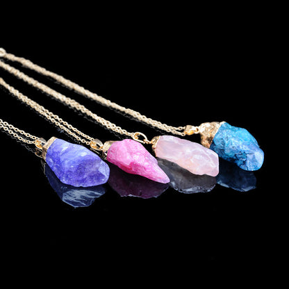 Irregular Amethyst and Citrine Gemstone Necklaces