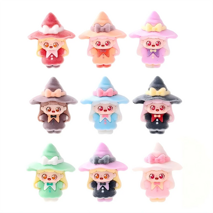 Bestseller Flocked Little Witch Cute Mini Figurines Trendy Blind Box Blind Bag DIY Desktop Decor Ornaments Car Decoration