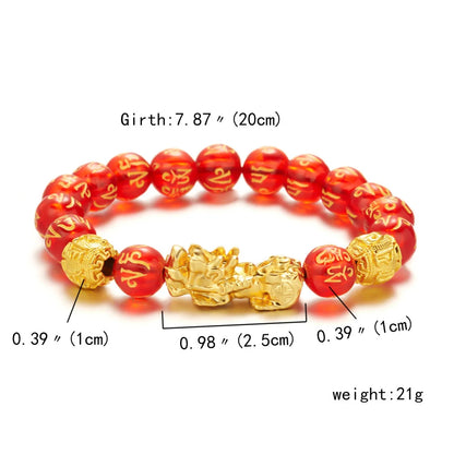 Gold-Color Pixiu Black Obsidian Feng Shui Wealth Bracelet