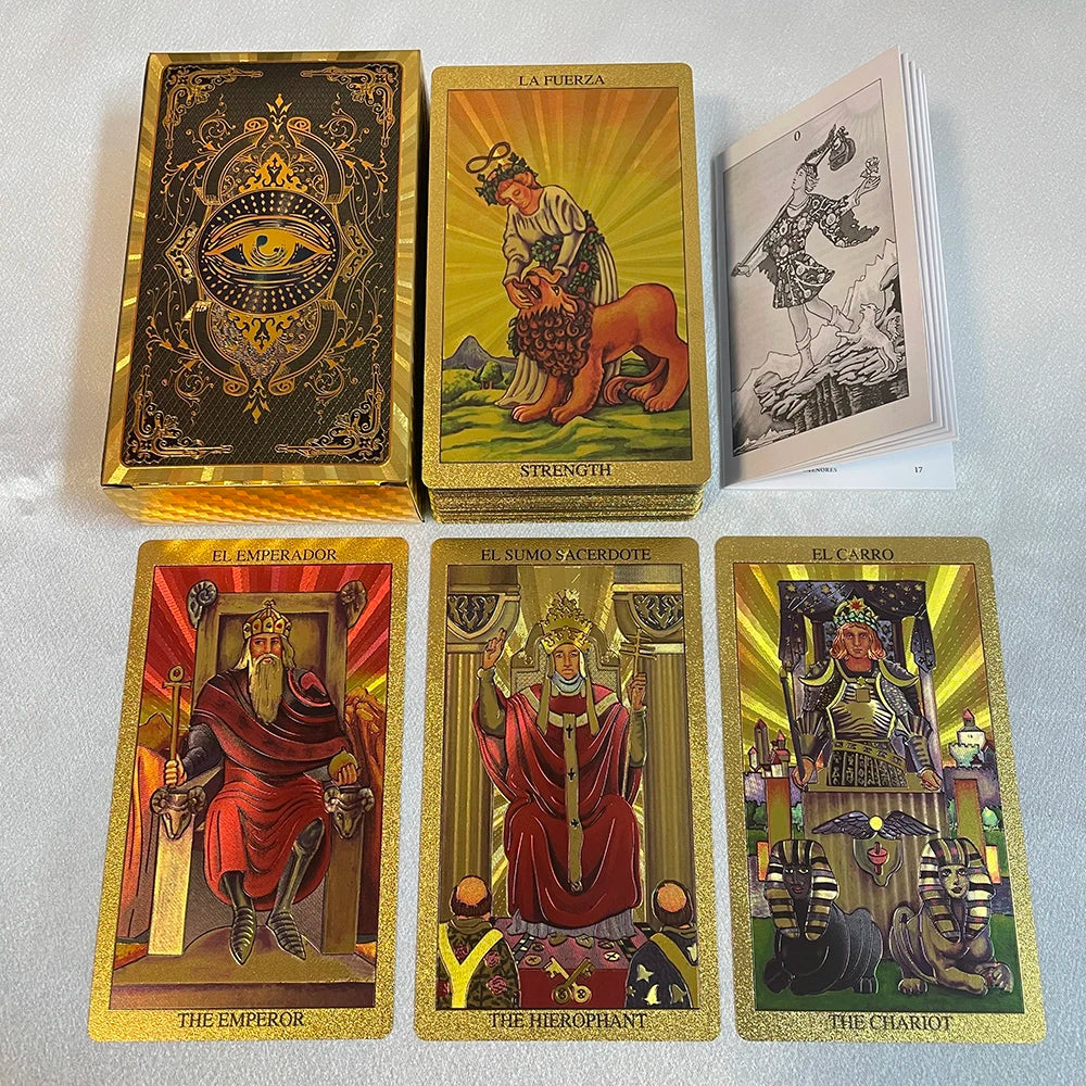 Spanish and English Golden Foil Tarot Cards Set