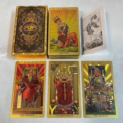 Spanish and English Golden Foil Tarot Cards Set