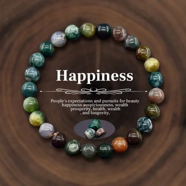 Natural Stone Bead Bracelet with Apatite, Tiger's Eye, and Agate