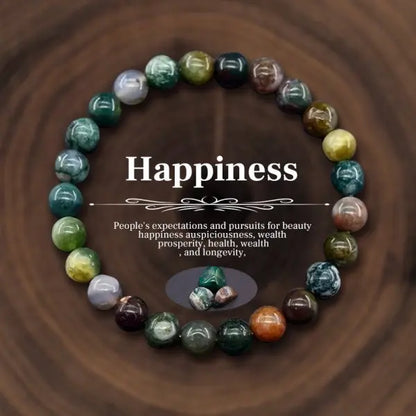 Natural Stone Bead Bracelet with Apatite, Tiger's Eye, and Agate